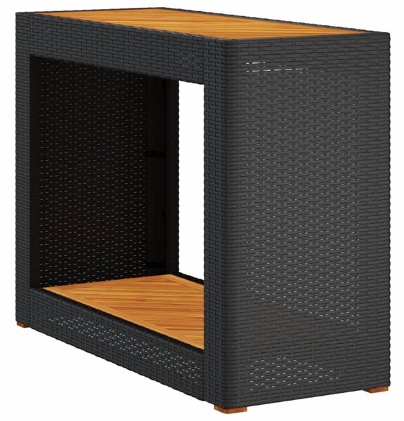 Fekete polyrattan falapos kerti asztal 100x40x75 cm