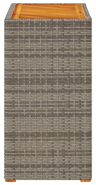 Szürke polyrattan falapos kerti kisasztal 60x40x75 cm