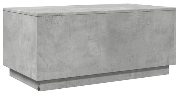 Betonszürke dohányzóasztal LED-lámpákkal 90x50x40 cm