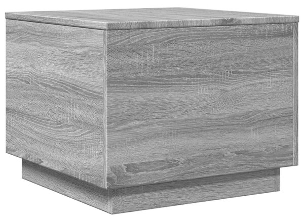 Szürke sonoma színű dohányzóasztal LED-lámpákkal 50x50x40 cm