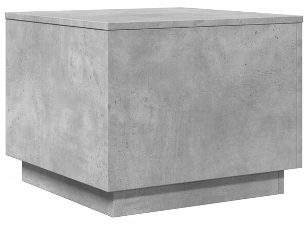 Betonszürke dohányzóasztal LED-lámpákkal 50 x 50 x 40 cm
