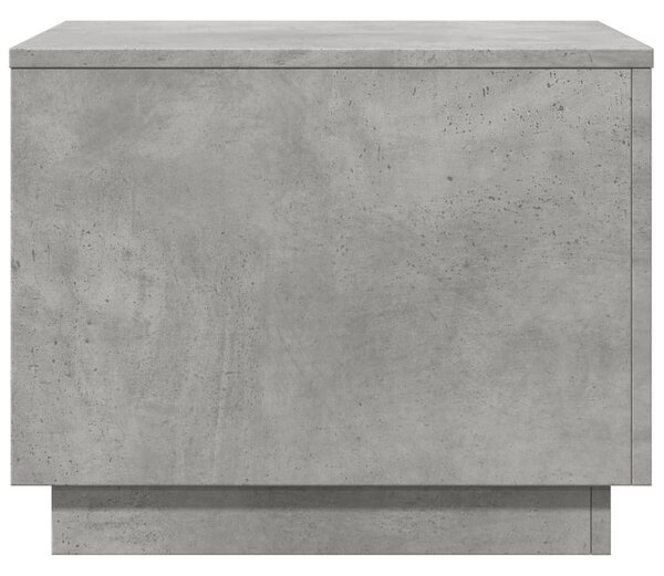 Betonszürke dohányzóasztal LED-lámpákkal 50 x 50 x 40 cm