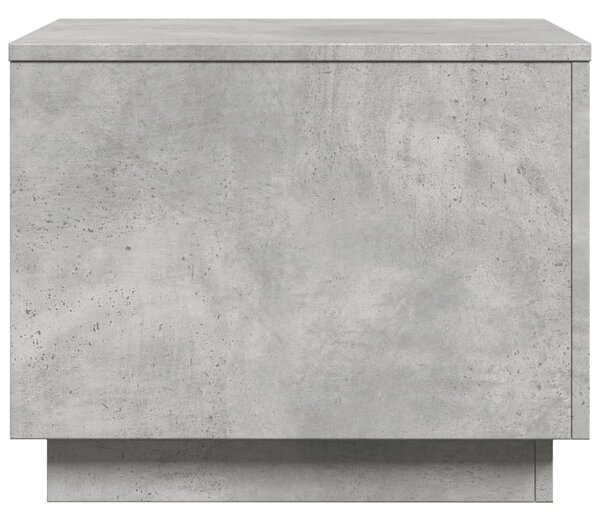 Betonszürke dohányzóasztal LED-lámpákkal 50 x 50 x 40 cm