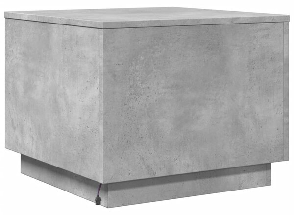 Betonszürke dohányzóasztal LED-lámpákkal 50 x 50 x 40 cm