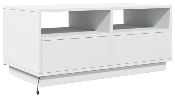 Fehér dohányzóasztal LED-lámpákkal 90x49x40 cm
