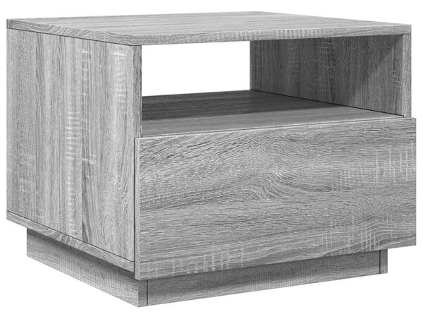 Szürke sonoma színű dohányzóasztal LED-lámpákkal 50x49x40 cm