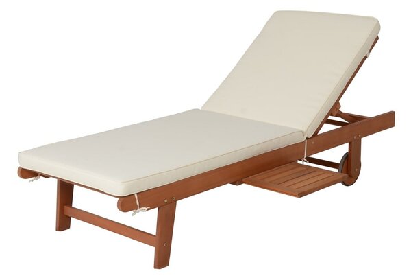 Krémszínű-natúr színű tömörfa kerti napozóágy San Diego – Garden Pleasure
