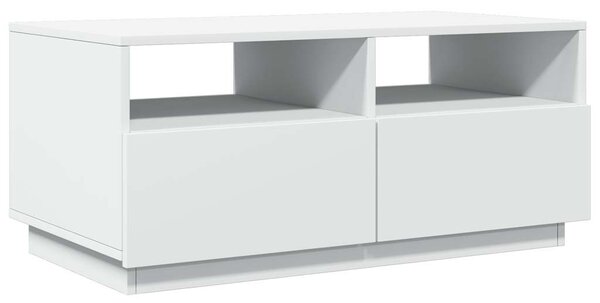 Fehér dohányzóasztal LED-lámpákkal 90x49x40 cm
