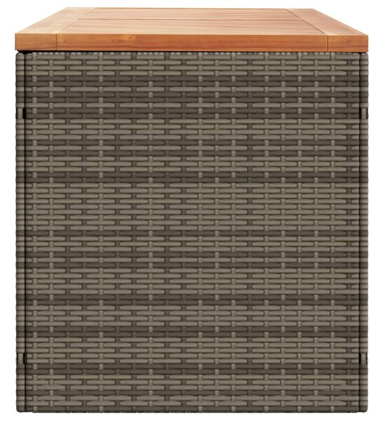 Szürke polyrattan és akácfa kerti tárolóláda 220 x 50 x 54 cm