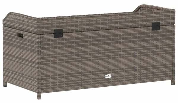 Szürke polyrattan és akácfa tárolópad 100 x 50 x 52 cm