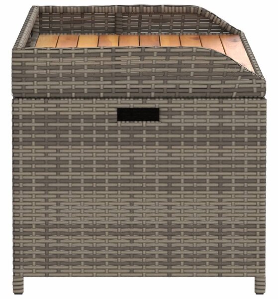 Szürke polyrattan és akácfa tárolópad 100 x 50 x 52 cm