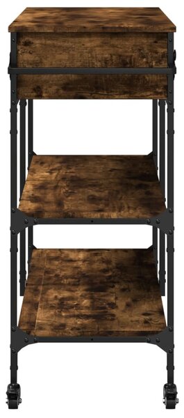 Füstös tölgy színű szerelt fa zsúrkocsi 105 x 42 x 95 cm