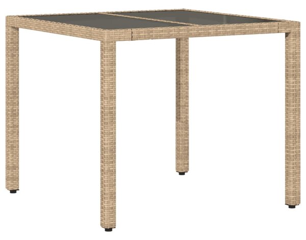 5 részes bézs polyrattan/üveg kerti étkezőgarnitúra párnákkal