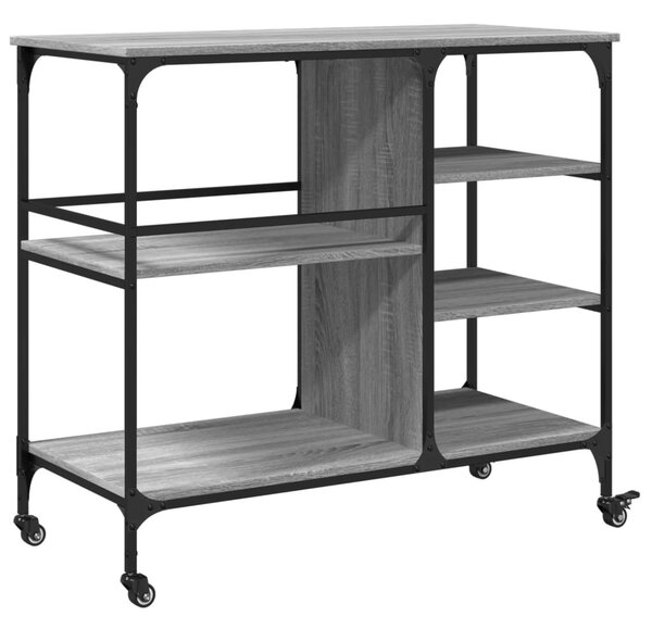 Szürke sonoma színű szerelt fa zsúrkocsi 100 x 45 x 89,5 cm