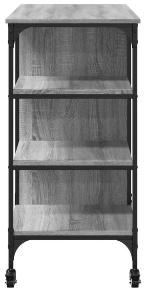 Szürke sonoma színű szerelt fa zsúrkocsi 100 x 45 x 89,5 cm