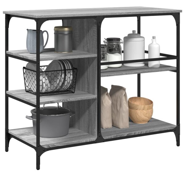 Szürke sonoma színű szerelt fa zsúrkocsi 100 x 45 x 89,5 cm