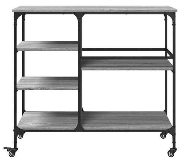 Szürke sonoma színű szerelt fa zsúrkocsi 100 x 45 x 89,5 cm