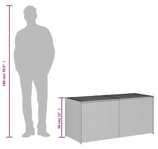Barna polyrattan kerti tárolóláda 283 L