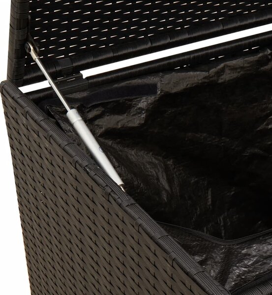 Fekete polyrattan kerti tárolóláda kerekekkel 283 L