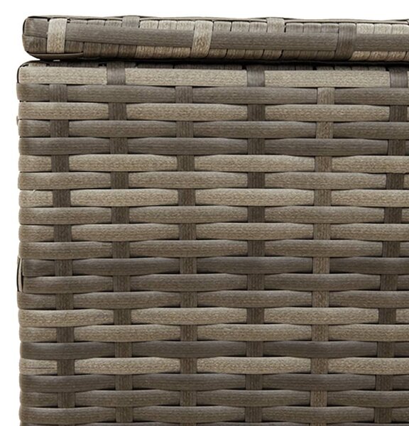 Szürke polyrattan kerti tárolóláda kerekekkel 190 L