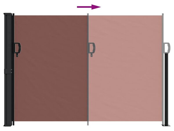 Barna behúzható oldalsó napellenző 140 x 500 cm