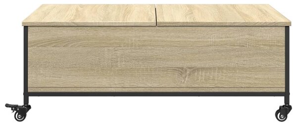 Sonoma tölgy szerelt fa dohányzóasztal kerekekkel 91x55x34cm