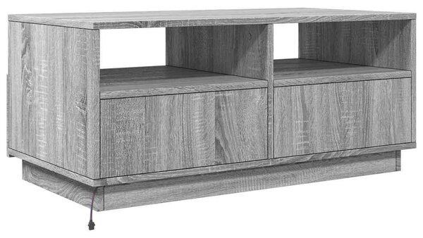 Szürke sonoma színű dohányzóasztal LED-lámpákkal 90x49x40 cm