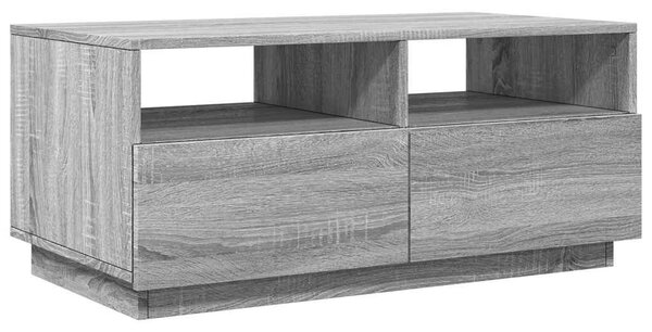 Szürke sonoma színű dohányzóasztal LED-lámpákkal 90x49x40 cm
