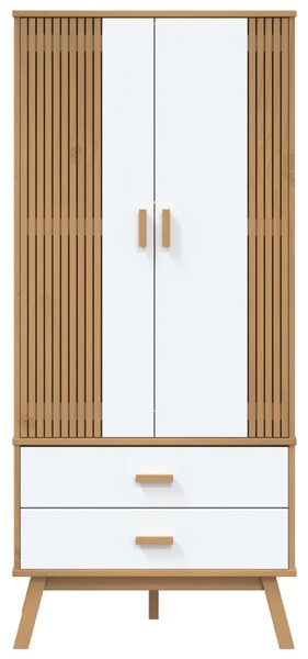 OLDEN fehér és barna tömör fenyőfa gardrób 76,5 x 53 x 172 cm