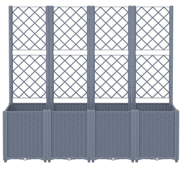 Kékszürke polipropilén rácsos kerti ültetőláda 160 x 40 x 140 cm