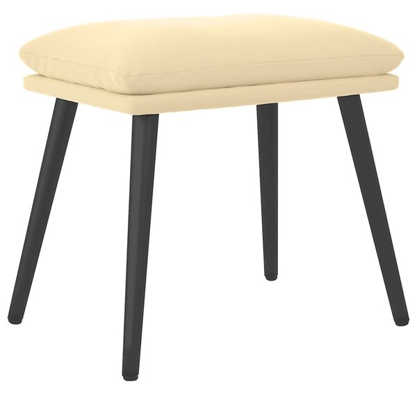Krémfehér bársony lábzsámoly 45x29,5x35 cm