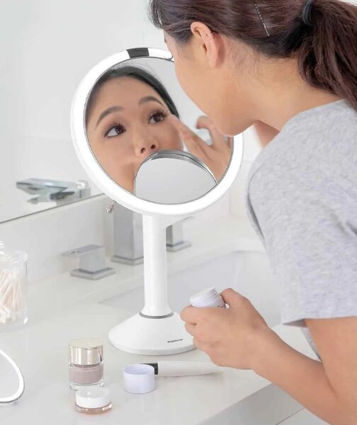 Kozmetikai tükör világítással-nagyítós (ötszörös) ø 20 cm Sensor Trio – simplehuman
