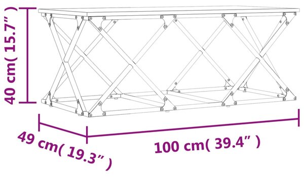Füstös tölgy színű szerelt fa dohányzóasztal 100 x 49 x 40 cm