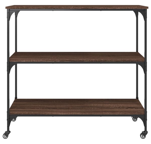 Barna tölgyszínű szerelt fa konyhai kocsi 102 x 50 x 95 cm