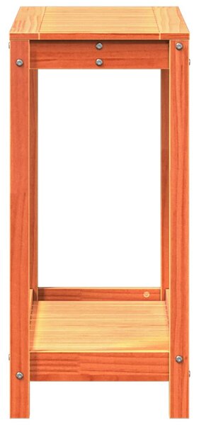 Viaszbarna tömör fenyőfa ültetőasztal polccal 82,5 x 35 x 75 cm