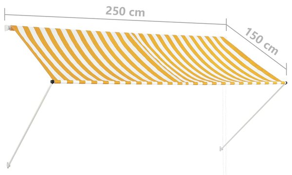 Feltekerhető sárga és fehér napellenző 250 x 150 cm