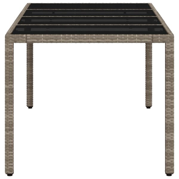 Világosszürke polyrattan üveglapos kerti asztal 190x90x75 cm