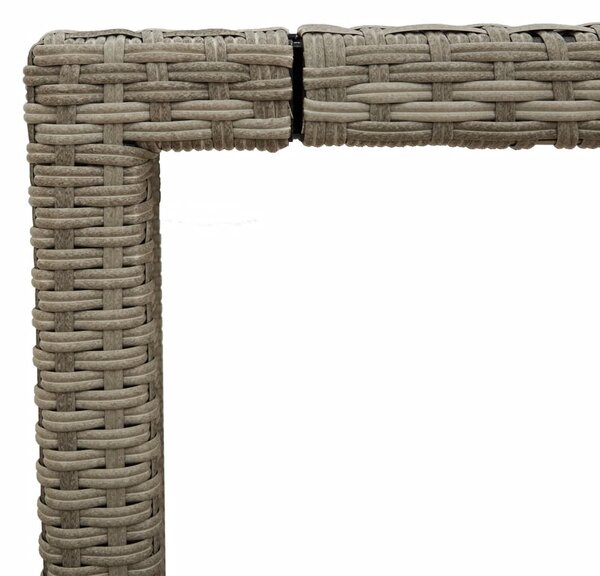 Világosszürke polyrattan üveglapos kerti asztal 190x90x75 cm