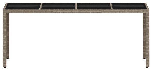 Világosszürke polyrattan üveglapos kerti asztal 190x90x75 cm