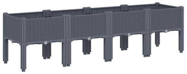 Kékszürke PP rácsos kerti ültetőláda 160 x 40 x 42 cm
