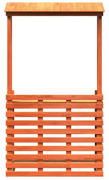 Viaszbarna kültéri tömör fa bárasztal tetővel 112,5x57x195,5 cm