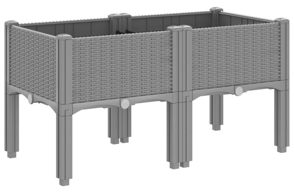 Világosszürke PP rácsos kerti ültetőláda 80 x 40 x 42 cm