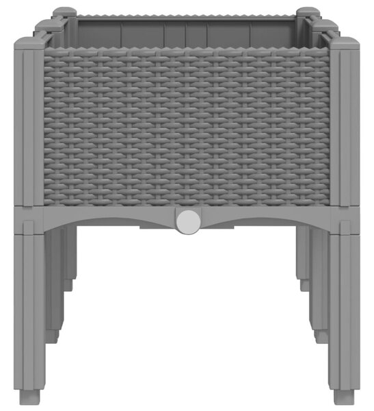 Világosszürke PP rácsos kerti ültetőláda 80 x 40 x 42 cm