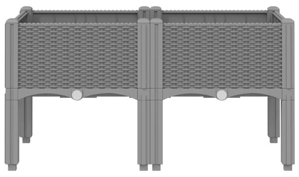 Világosszürke PP rácsos kerti ültetőláda 80 x 40 x 42 cm