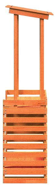 Viaszbarna kültéri tömör fa bárasztal tetővel 112,5x57x195,5 cm