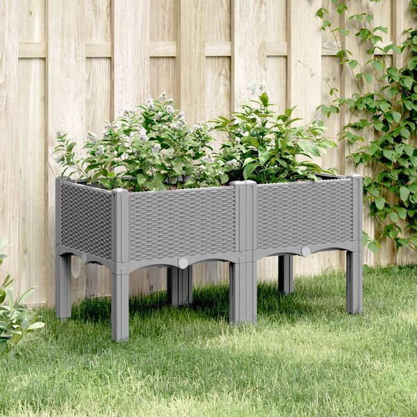 Világosszürke PP rácsos kerti ültetőláda 80 x 40 x 42 cm