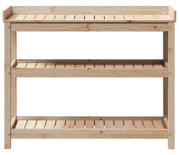 Tömör fenyőfa ültetőasztal polcokkal 108 x 45 x 86,5 cm