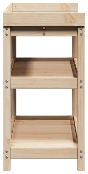 Tömör fenyőfa ültetőasztal polcokkal 108 x 45 x 86,5 cm