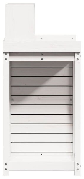 Fehér tömör fenyőfa ültetőasztal polccal 82,5 x 50 x 109,5 cm