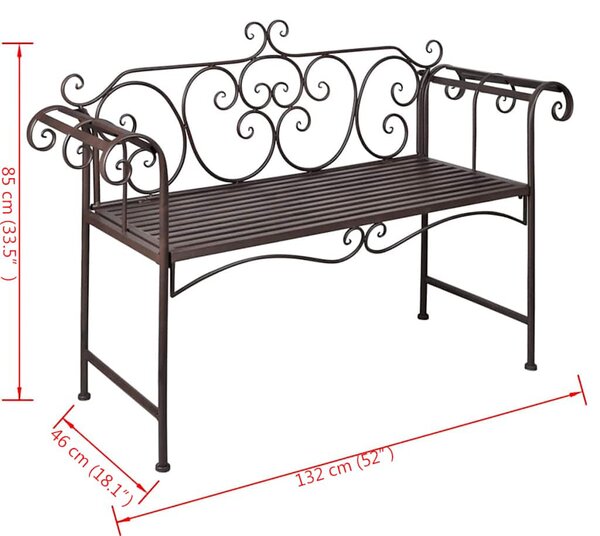 Barna antik acél kerti pad 132 cm